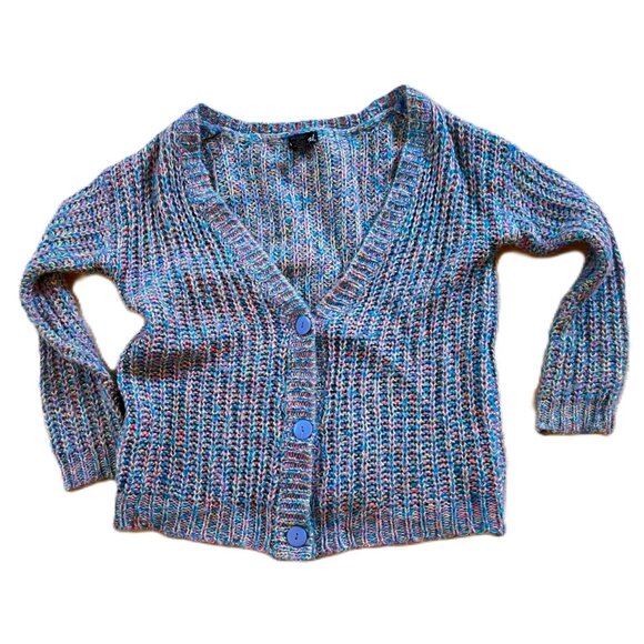 Wet Seal Chunky Knit Cardigan Sweater Pastel Womens Juniors XS Wool 80s Cottage - Picture 6 of 10